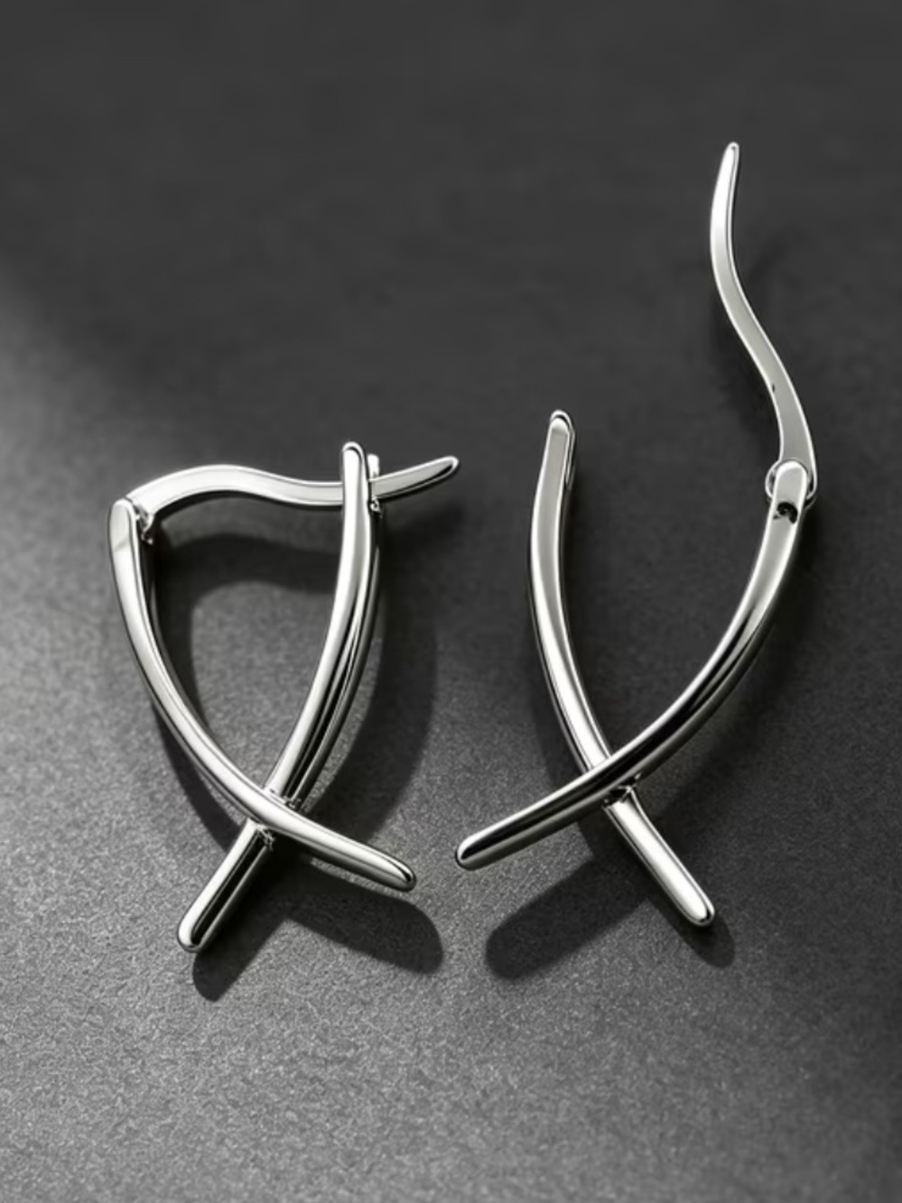 NWT Tarnish Free Silver Crisscross X Hoop Earrings Minimalist Geometric Luxury